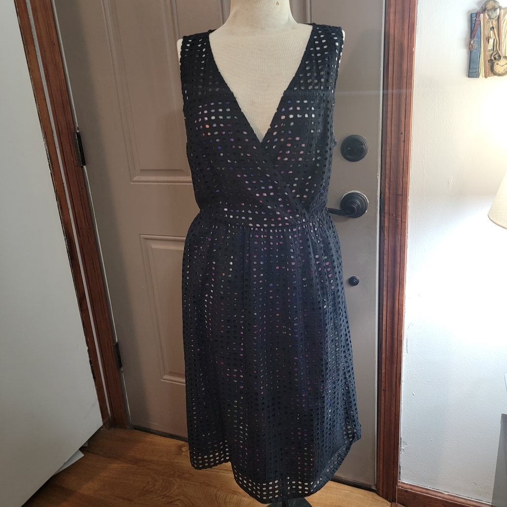 Lane Bryant Black and Purple Midi Dress